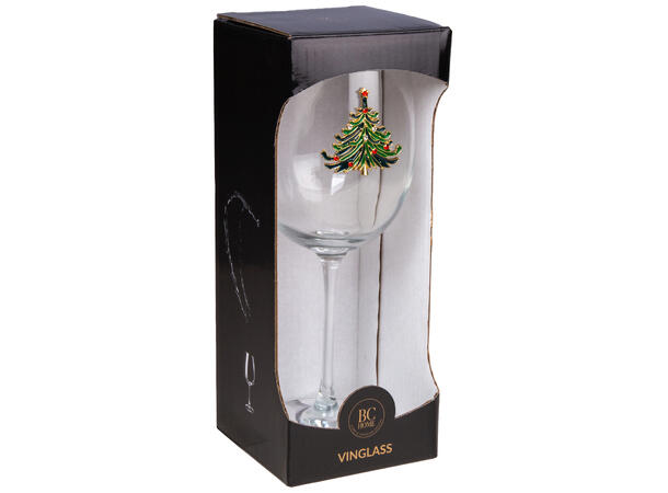Vinglass blankt m/dekor juletre h:22,5cm Volum: 480ml. Kommer i gaveeske. Forpk 6 