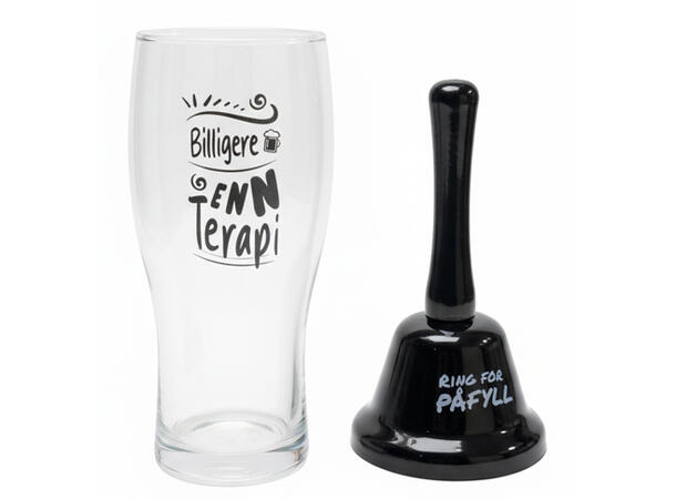Ølglass m/bjelle Billig terapi 0,5l 16cm Bjelle: Ring for påfyll 