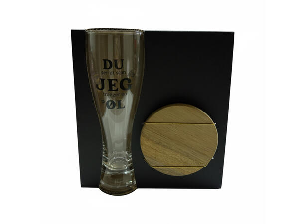 Ølglass m/coaster Du Jeg ØL 0,5l 21cm 