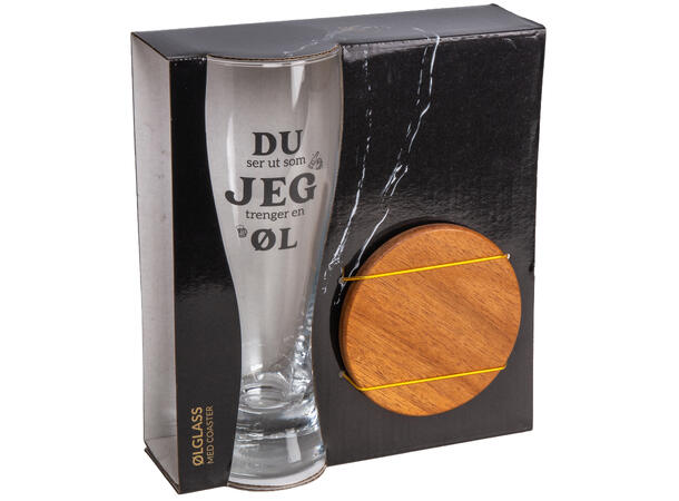 Ølglass m/coaster Du Jeg ØL 0,5l 21cm 