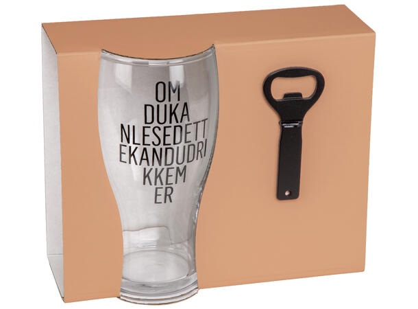 Ølglass m/åpner OmDuKanLese 0,5L 16cm Volum: 570ml. Tåler oppvaskmaskin 