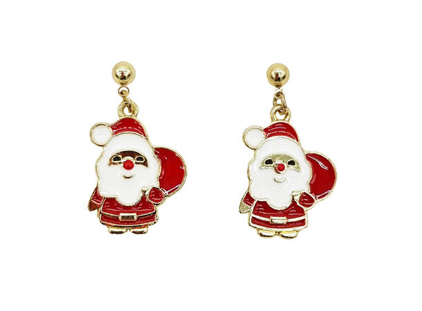 Ørering rød julenisse par i gaveeske Sink uten kadmium, nikkel, bly 