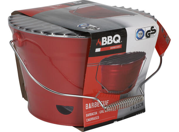 BBQ bøtte d:27cm h:22cm Matt rød 