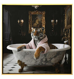 Bilde Lerretstrykk Tiger badekar 40x40cm Shiny foliert fototrykk med gullramme