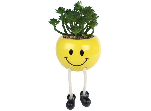 Blomsterpotte smilefjes 9x9x13cm 4ass Keramikk 