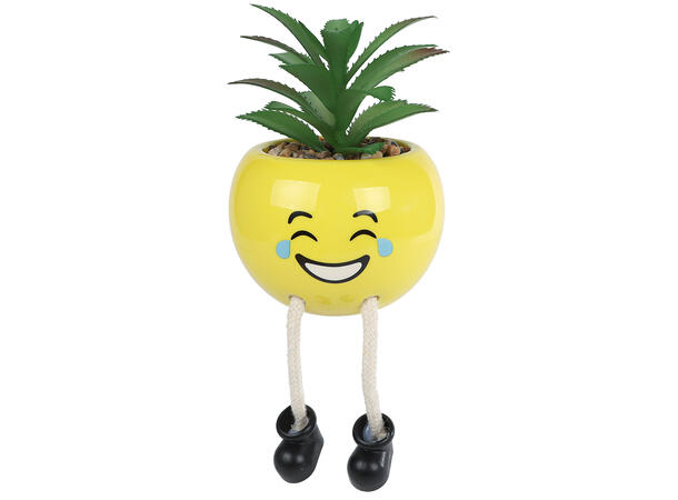 Blomsterpotte smilefjes 9x9x13cm 4ass Keramikk 