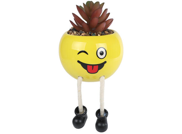 Blomsterpotte smilefjes 9x9x13cm 4ass Keramikk 