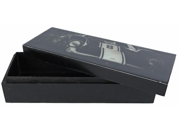 Boks sort mango Racerbil 25x10x7cm 2ass Emaljert lokk 