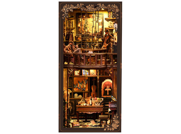 Book Nook Mystiske huset 23x18x11cm MDF papir stoff LED lys uten batteri 