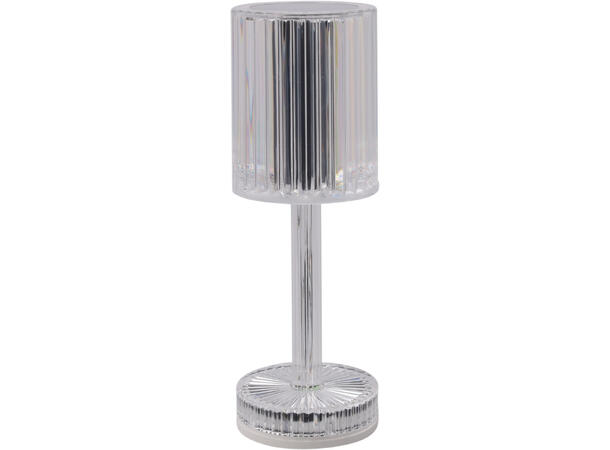 Bordlampe LED blank/gråsort 8x25cm 2ass Varmhvitt lys, oppladbar via USB (inkl) 