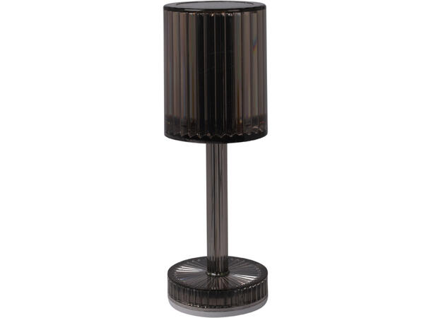 Bordlampe LED blank/gråsort 8x25cm 2ass Varmhvitt lys, oppladbar via USB (inkl) 