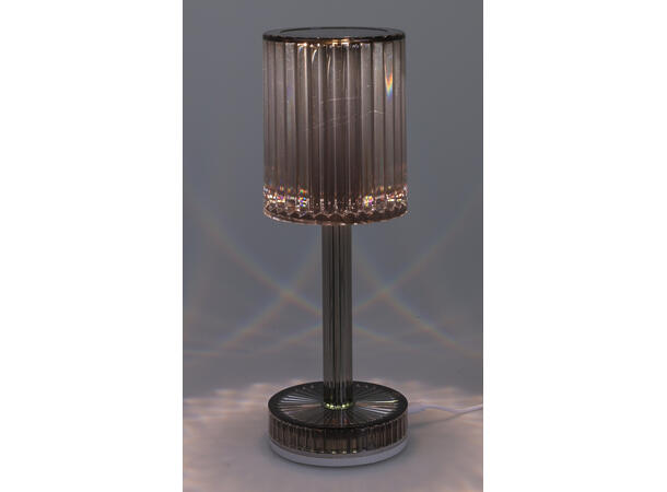 Bordlampe LED blank/gråsort 8x25cm 2ass Varmhvitt lys, oppladbar via USB (inkl) 