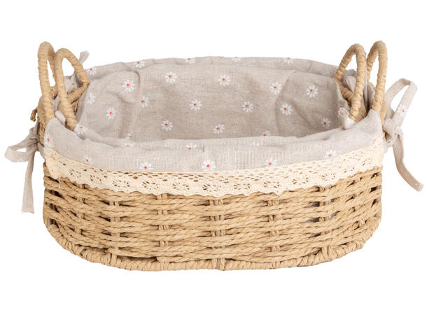 Brødkurv flettet m/blomst 29x21x10cm s/2 24x17x9cm 29x21x10cm 