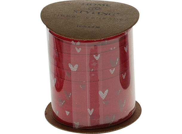 Bånd jul rød/hvit m/dekor 5m 5ass Display 60stk Polyester 