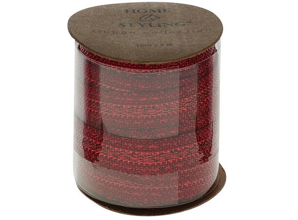 Bånd jul rød/hvit m/dekor 5m 5ass Display 60stk Polyester 