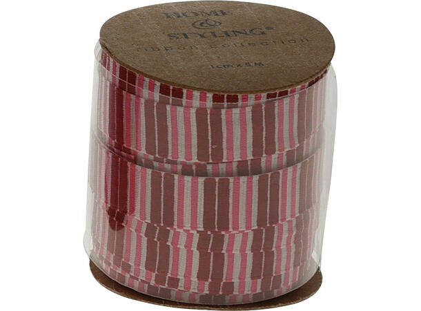 Bånd jul rød/hvit m/dekor 5m 5ass design Polyester 60 ruller i display 