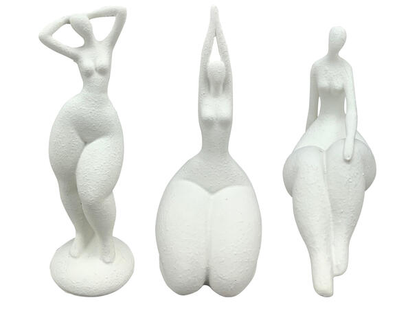 Dame skulptur krem polyresin 20cm 3ass Forpakning: 3 stk  h:19cm/21cm/13cm 