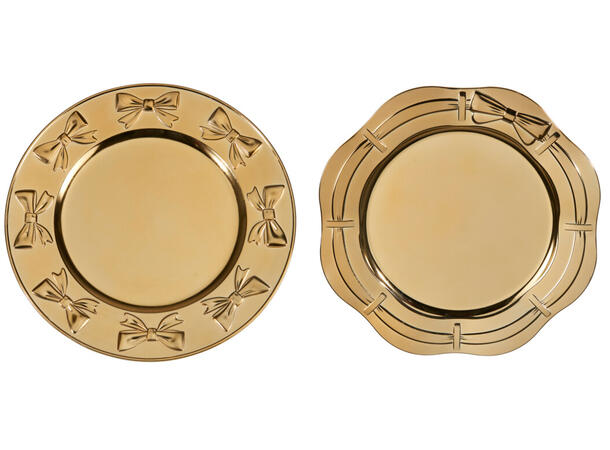 Dekketallerken sløyfe gull PP 33cm 2ass Vekt 300gr 