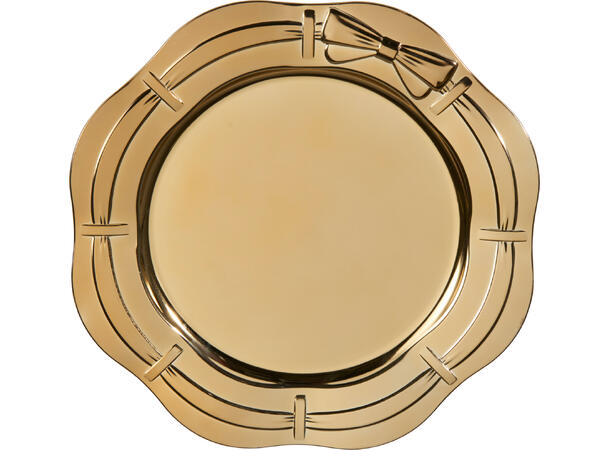 Dekketallerken sløyfe gull PP 33cm 2ass Vekt 300gr 