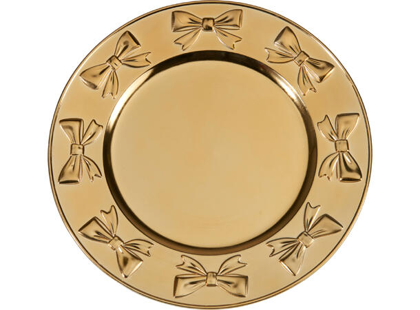 Dekketallerken sløyfe gull PP 33cm 2ass Vekt 300gr 