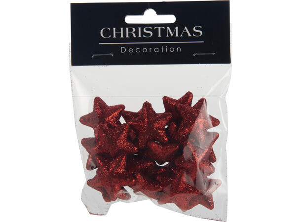 Dekor jul Bær Stjerne etc rød 4ass Display 36stk 
