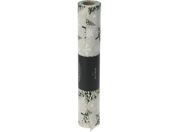 Dekorrull 28x200cm jul beige/grønn/gull Display med 21stk 70%polyester 30%bomull 