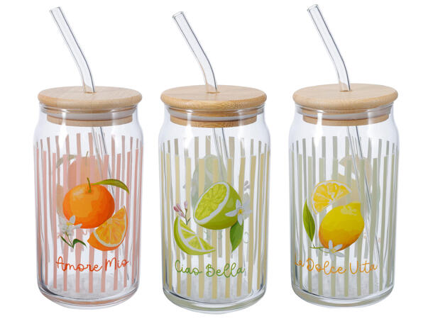 Drikkeglass frukt m/sugeør 500ml 
