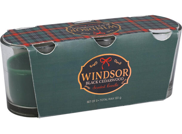 Duftlys 3stk glass 5x6cm 3ass Rød Grønn Hvit 