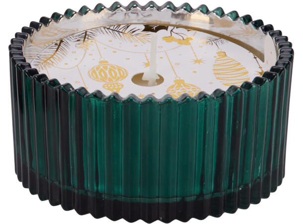 Duftlys glass 10x5cm rød/grønn 2ass Voks:150gram 