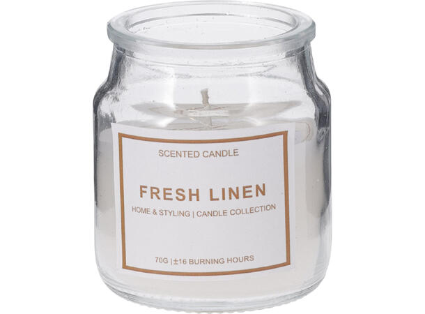 Duftlys i glasskrukke 5,5x6cm 3ass Display 12stk Rød Grønn Hvit 