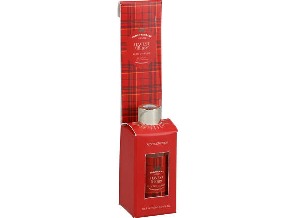 Duftolje 50ml rutet 4x9,5cm 2ass Display 24stk Rød Grønn Høstbær Skog 