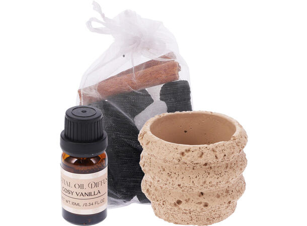 Duftolje krukke 9x7cm 10ml Olje 2ass m/steiner Duft: Vanilje/Mose 