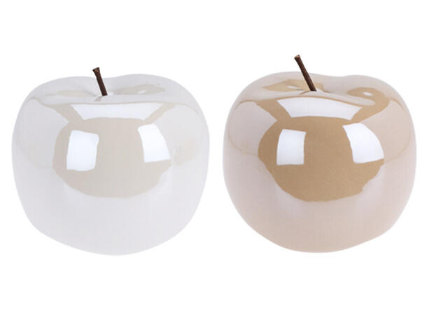 Eple keramikk hvit/beige 7,5x7cm 2ass Display med 12stk 