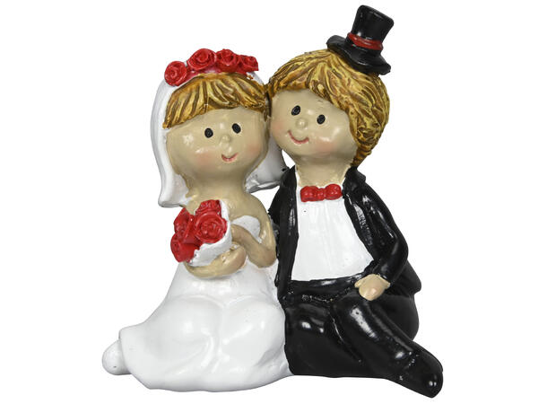 Figur brudepar 7,5x4,5x7,5cm polyresin Forpk 8stk Kakepynt 