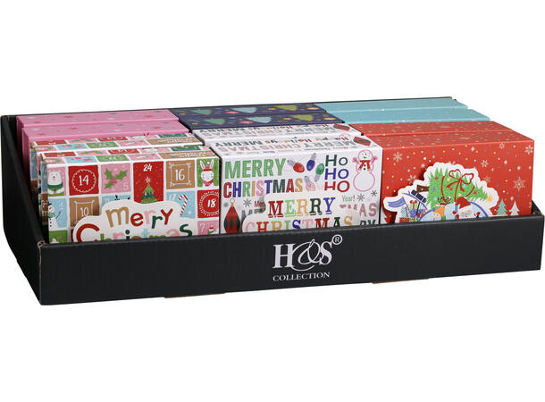 Gaveeske m/spilledåse jul 110x90x42mm Display 12stk 6ass 