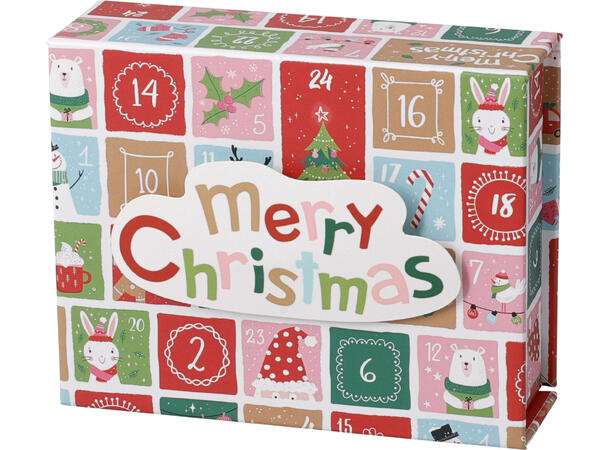 Gaveeske m/spilledåse jul 110x90x42mm Display 12stk 6ass 