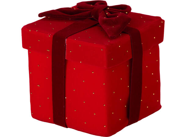 Gaveeske med sløyfe 13x13x14cm 3ass Rød/burgunder/grønn m/gull Poly 