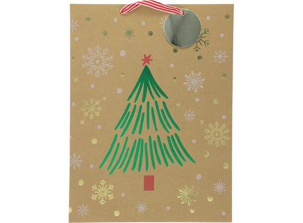 Gavepose flaske kraft jul 36x12x9cm 4ass 