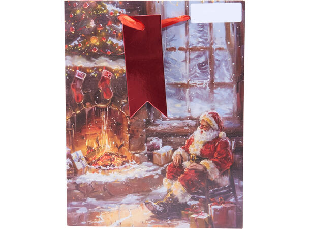 Gavepose julemotiv ruter 23x26x10cm 4ass 