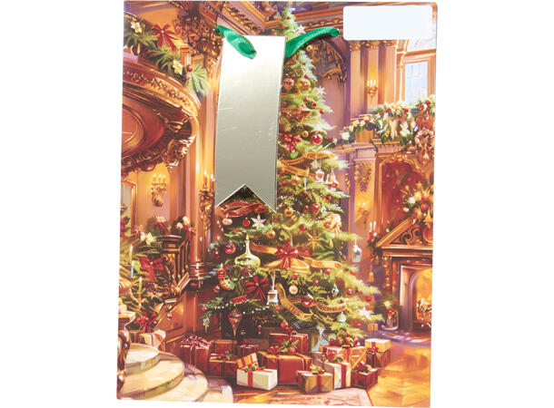 Gavepose julemotiv ruter 23x26x10cm 4ass 