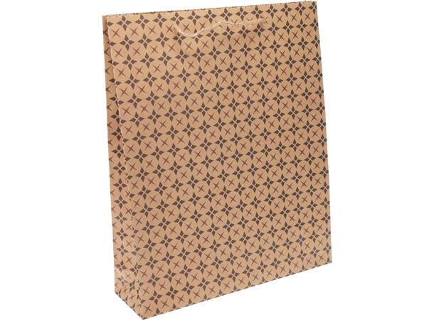 Gavepose kraft m/mønster 25x9x35cm 4ass 