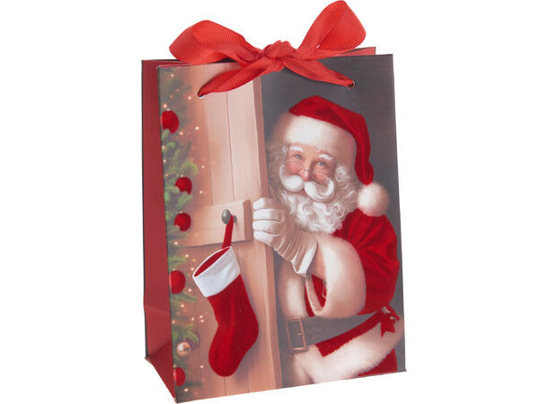 Gavepose nisse 12x6,5x16cm 2ass Fløyelsfinish 