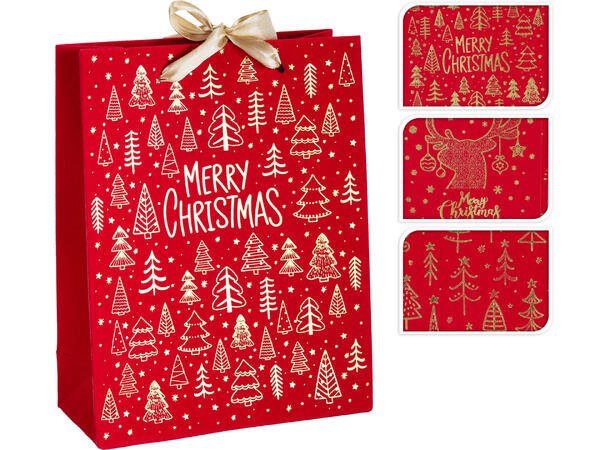 Gavepose rød fløyel 18x8x23cm 3ass 