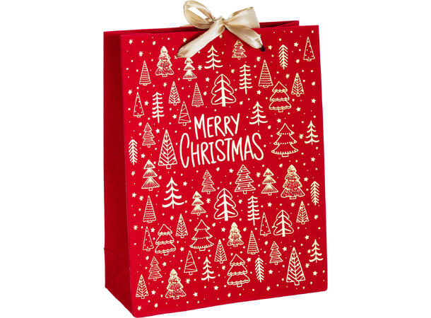 Gavepose rød fløyel 18x8x23cm 3ass 