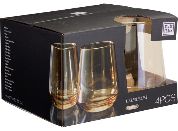 Glass m/gullkant 4dl 4stk Forpk 6pk 