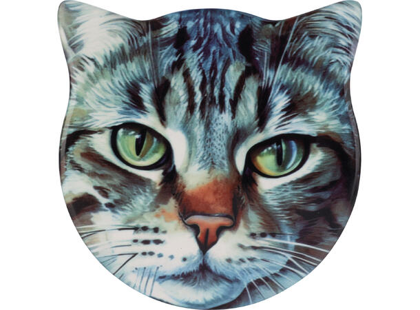 Glassbrikke keramikk/kork Katt 11cm 4stk Inkludert holder i metall 