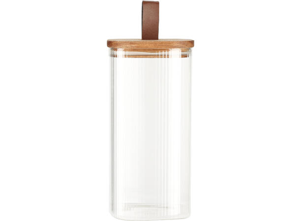 Glasskrukke m/lokk 1500ml 10,5x20,5cm Akasiatre m/silikonring Vekt:410gram 