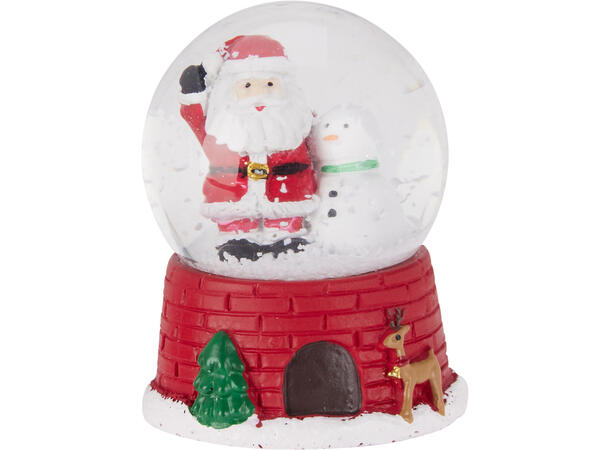 Glasskule m/snø h:8cm nisse 4ass Display med 12 stk assortert 