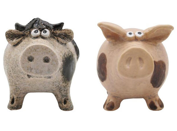Gris og Ku keramikk 11,1x8x9,3cm 2ass Forpakn.8stk 