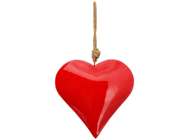 Hjerte rødt metall m/tau 10x2x10cm Forpk 12stk 